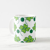 Green Vierblättriges Kleeblatt St Patricks Day Kaffeetasse (Vorderseite Links)