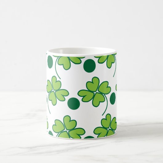 Green Vierblättriges Kleeblatt St Patricks Day Kaffeetasse (Mittel)