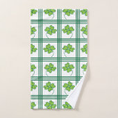 Green Vierblättriges Kleeblatt St Patricks Day Pat Badhandtuch Set (Handtuch)