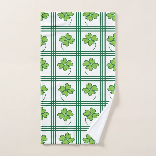 Green Vierblättriges Kleeblatt St Patricks Day Pat Badhandtuch Set (Handtuch)