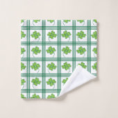 Green Vierblättriges Kleeblatt St Patricks Day Pat Badhandtuch Set (Waschlappen)