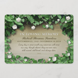 Green Vine White Floral Beileid Danke Karte