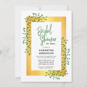 Green Vines Gold Script Brautparty Einladung (Vorderseite)