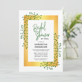 Green Vines Gold Script Brautparty Einladung (Stehend Vorderseite)