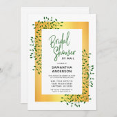 Green Vines Gold Script Brautparty Einladung (Vorne/Hinten)