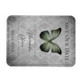 Green Vintag Butterfly Damask Save the Date Magnet (Horizontal)