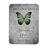 Green Vintag Butterfly Damask Save the Date Magnet (Vertikal)