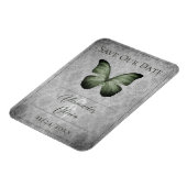 Green Vintag Butterfly Damask Save the Date Magnet (Linke Seite)