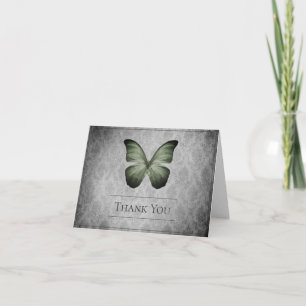 Green Vintag Butterfly Damask Wedding Danke