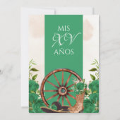 Green Vintag Charra Quinceanera Western Rose Einladung (Rückseite)