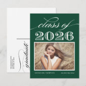 Green Vintag Class 2025 Foto Abschluss Ankündigungspostkarte (Vorne/Hinten)