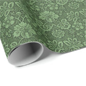 Green Vintag Damask Muster Wrapping Paper Geschenkpapier (Rolleneckpunkt)