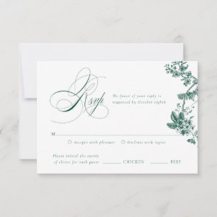 Green Vintag Floral Wedding Suite RSVP Card Karte
