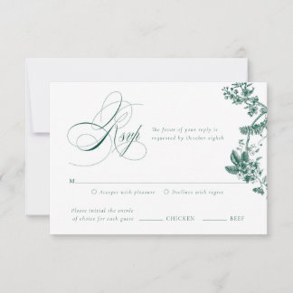 Green Vintag Floral Wedding Suite RSVP Card Karte
