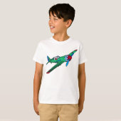 Green Vintag Flugzeug Kid's T - Shirt (Vorne ganz)