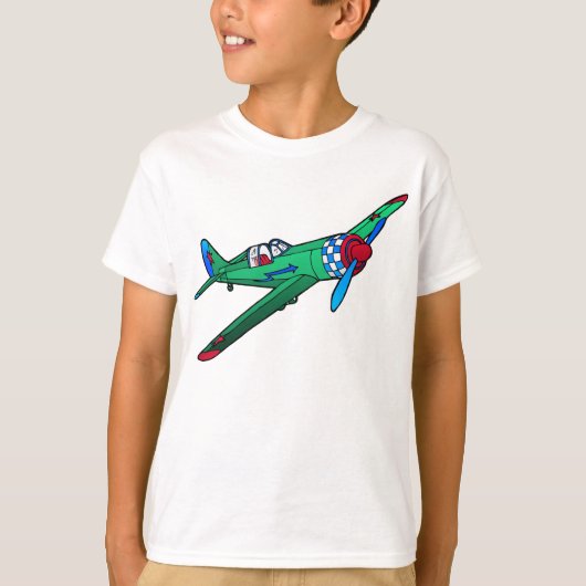 Green Vintag Flugzeug Kid's T - Shirt (Vorderseite)