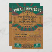 Green Vintag Football Baby Shower Einladung (Vorne/Hinten)