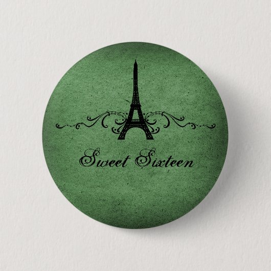 Green Vintag French Blüh Sweet 16 Button (Vorderseite)