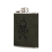 Green Vintag Grunge Skull Crossbones Flachmann (Links)