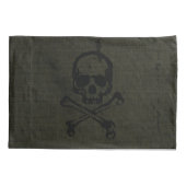 Green Vintag Grunge Skull Crossbones Halloween Kissenbezug (Rückseite)