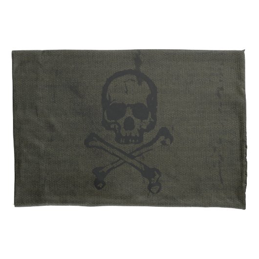 Green Vintag Grunge Skull Crossbones Halloween Kissenbezug (Vorderseite)