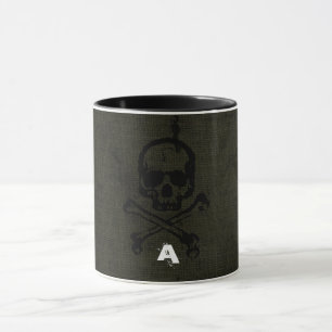 Green Vintag Grunge Skull Crossbones Halloween Tasse