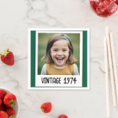 Green Vintag Meilenstein Geburtstag Foto Keepake Serviette (Beispiel)