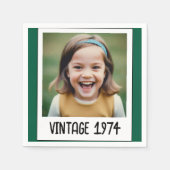 Green Vintag Meilenstein Geburtstag Foto Keepake Serviette (Vorderseite)