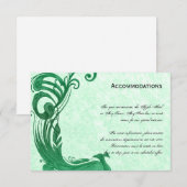 Green Vintag Peacock Accomodation Card Begleitkarte (Vorne/Hinten)