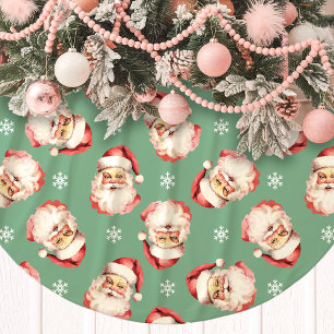 Green Vintag Santa Claus Face Watercolor Polyester Weihnachtsbaumdecke