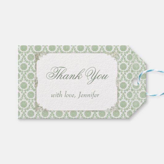 Green Vintag Shabby Brautparty Geschenkanhänger (Vorderseite (Horizontal))