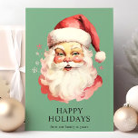 Green Vintag Watercolor Weihnachten<br><div class="desc">Senden Sie feierliche Grüße mit unserer Grünen Vintagen Wasserfarbe Weihnachtskarte Weihnachtsmann Claus! Diese bezaubernde Karte zeigt eine nostalgische Aquarellbilder des Santa Claus Set vor einem lebendigen Hintergrund, die mit zarten Schneeflocken geschmückt sind. Diese Karte ist ideal, um den Feiertagssjubiläum zu verbreiten, und erweckt den zeitlosen Weihnachtsgeist. Das Innere ist leer,...</div>
