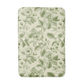 Green Vintage Botanical Toile Pattern Badematte (Vorderseite Vertikal)