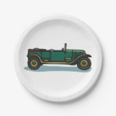 Green Vintage Car Classic Old Timer Automobil Pappteller (Vorderseite)
