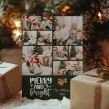 Green Vintage Christmas 8 Photo Family 