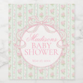 Green Vintage Fancy Floral Baby Shower Favors Weinetikett (Einzelnes Label)