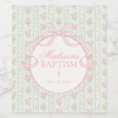 Green Vintage Fancy Floral Baptism Favors Weinetikett (Einzelnes Label)