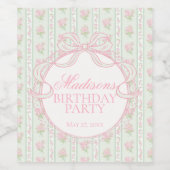 Green Vintage Fancy Floral Birthday Party Favors Weinetikett (Einzelnes Label)