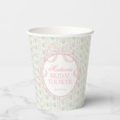 Green Vintage Fancy Floral Bridal Shower Pappbecher (Rückseite)