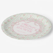 Green Vintage Fancy Floral Bridal Shower Pappteller (Schrägansicht)
