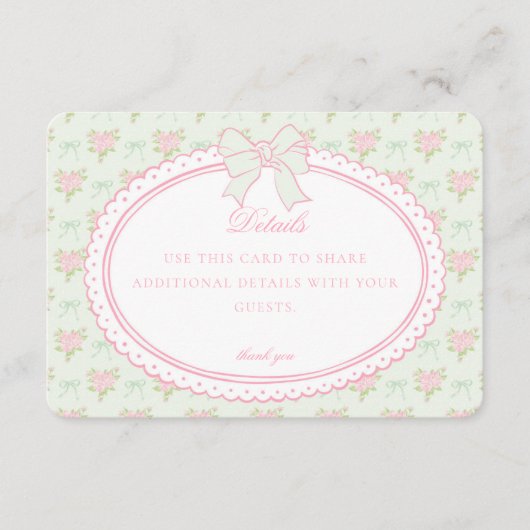 Green Vintage Fancy Floral Details Card Invite Begleitkarte (Vorderseite)
