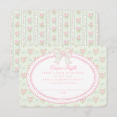 Green Vintage Floral Diaper Raffle Invite Insert (Vorne/Hinten)