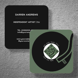 Green Vinyl LP | Music QR Code Quadratische Visitenkarte