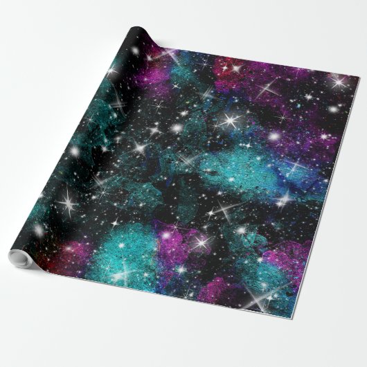 Green Violet Galaxy Star Milky Way Geschenkpapier (Ungerollt)
