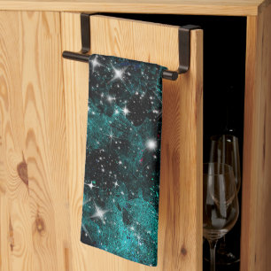 Green Violet Galaxy Star Milky Way Geschirrtuch