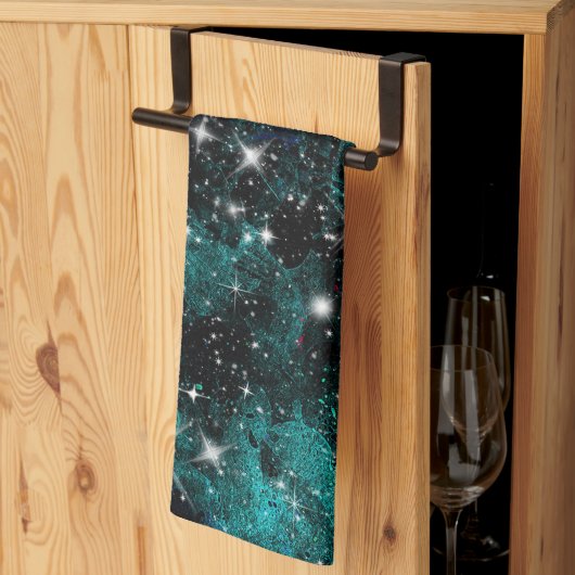 Green Violet Galaxy Star Milky Way Geschirrtuch (Drittel gefaltet)