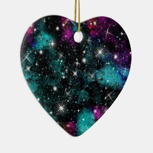 Green Violet Galaxy Star Milky Way Keramik Ornament (Rechts)