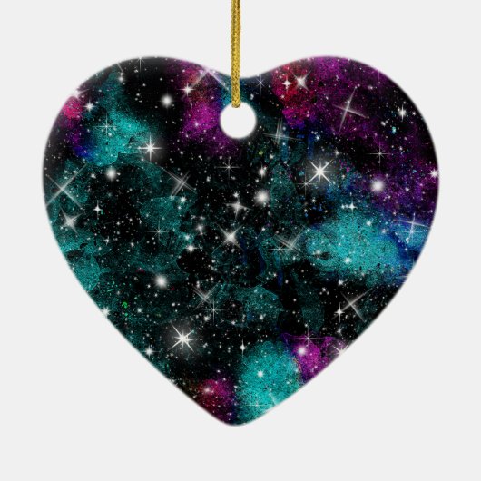Green Violet Galaxy Star Milky Way Keramik Ornament (Hinten)
