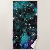 Green Violet Galaxy Star Milky Way Strandtuch (Vorderseite)