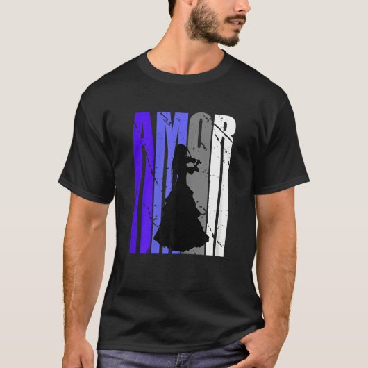 Green Violin Distressed Amor Violinist Inspiration T-Shirt (Vorderseite)